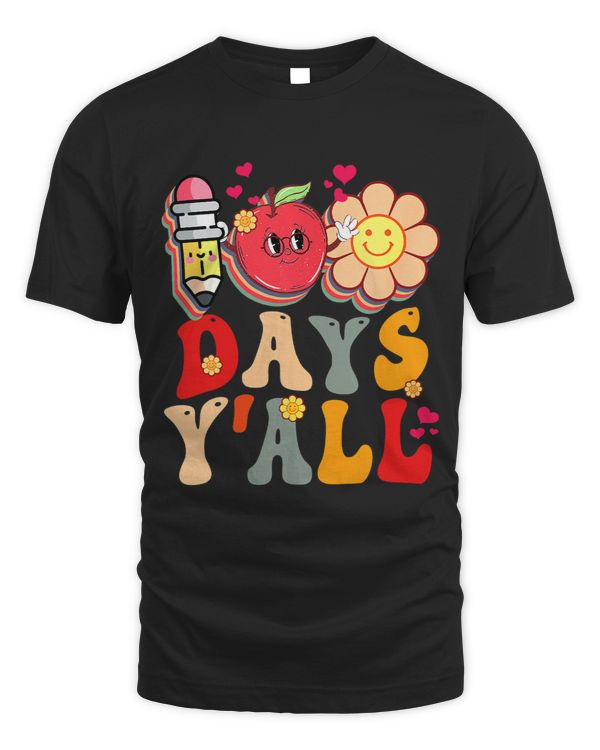 100 Days Yall Of School Groovy 100th Day Sunflower Apple