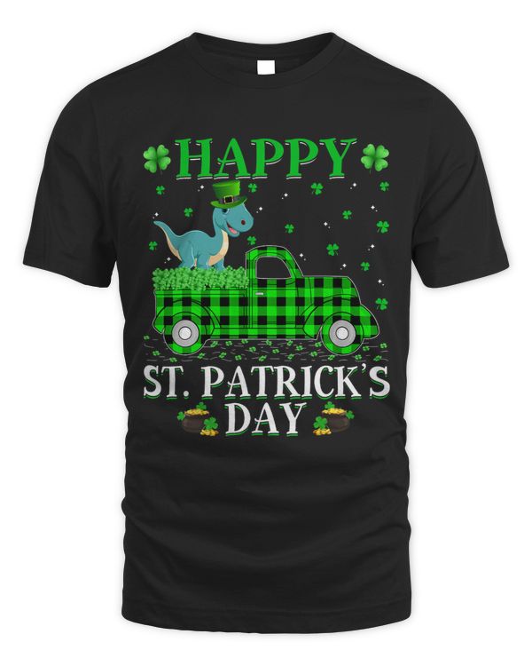 Buffalo Plaid Green Truck Brontosaurus St. Patricks Day