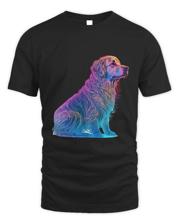 Golden Retriever Synthwave 80s Retrowave Aesthetic