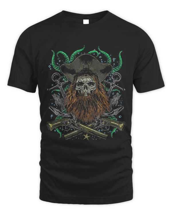 Blackbeard Pirate Captain Skull Caribbean Anchor Fish