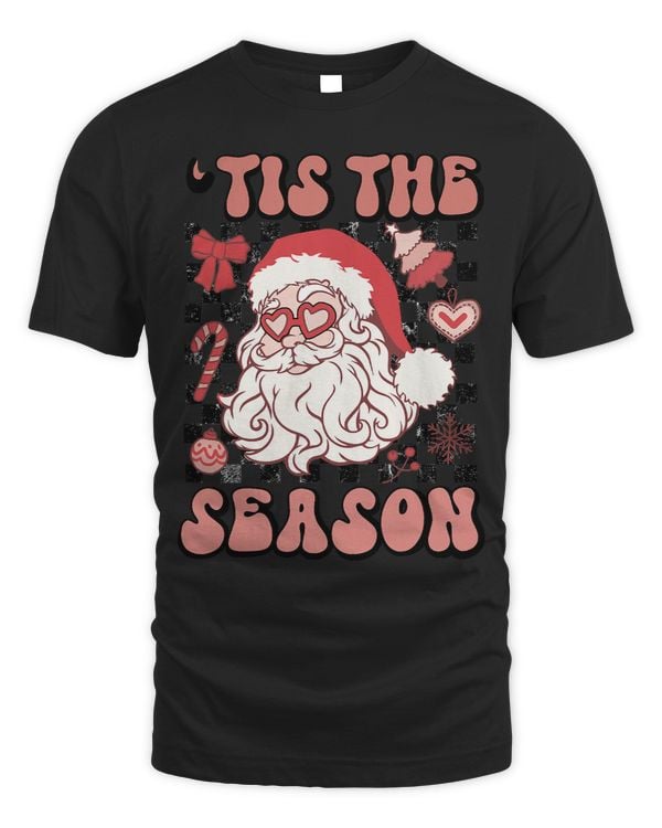 Retro Checkered Tis The Season Santa Claus Christmas Holiday 311