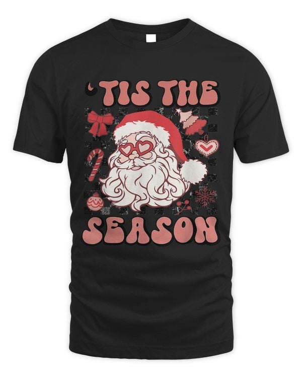 Retro Checkered Tis The Season Santa Claus Christmas Holiday 597