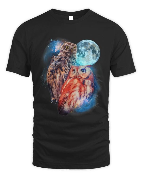3 Moon Owl Funny Nocturnal Birds Of Prey Graphic Art Humor