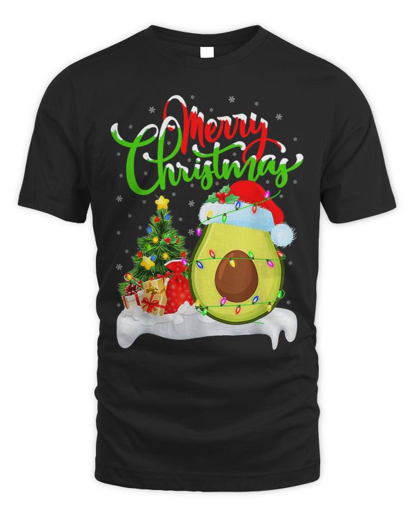 Funny Avocado Fruit Christmas Santa Hat Lighting Xmas