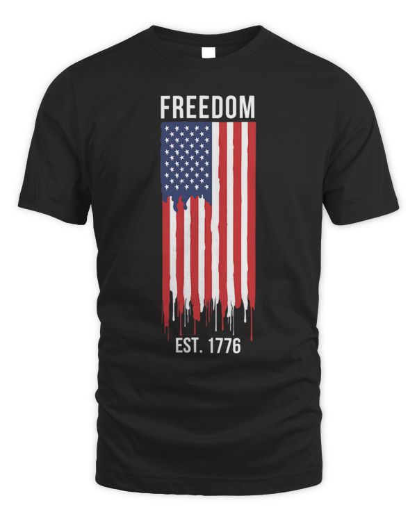American Flag 4th of July Freedom EST. 1776 Graffiti