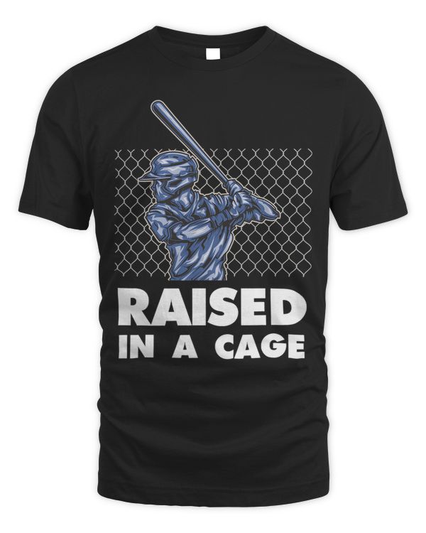 Funny Baseball Batter Hitter Raised In A Cage Sporty Humor