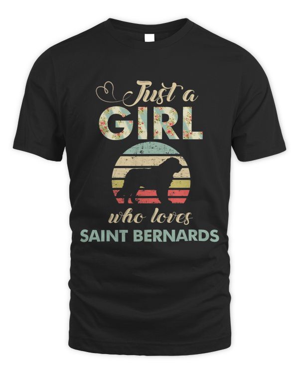 Just A Girl Who Loves Saint Bernards Retro Vintage Dog