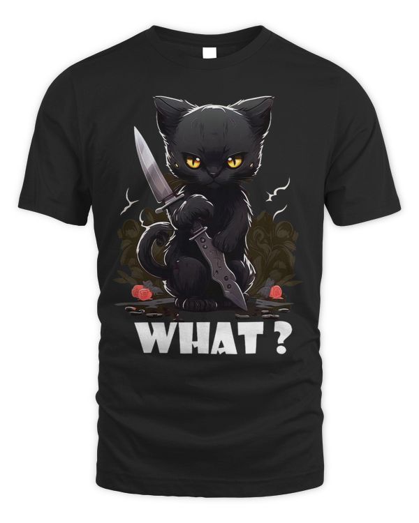 a black cat with a knife what Funny