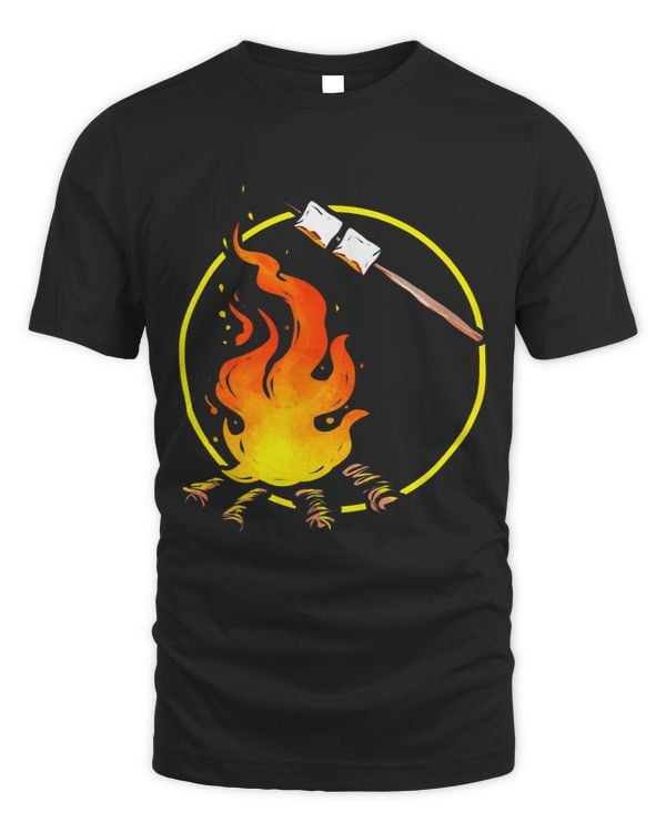 Adventurers Grill Marshmallows At The Campfire While Camping