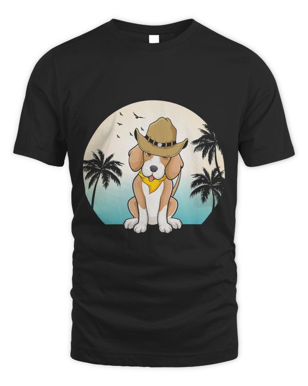 American Foxhound Beach Vacation Palm Tree