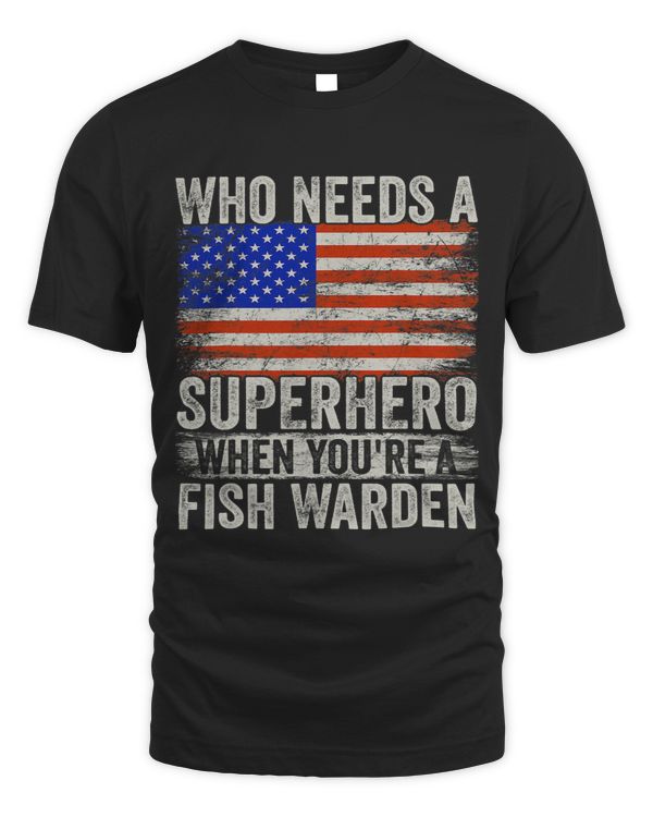 Funny Fish Warden Superhero Vintage Tee For Men Dad