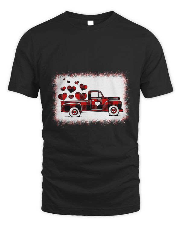 Bleached Buffalo Plaid Truck Valentines Day Heart Men Women