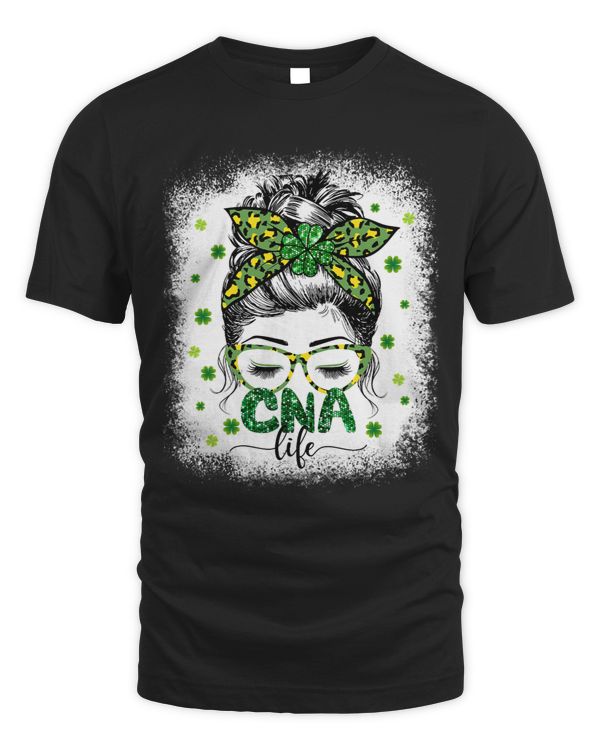 Bleached Cna Life Messy Bun Leopard St Patricks Day