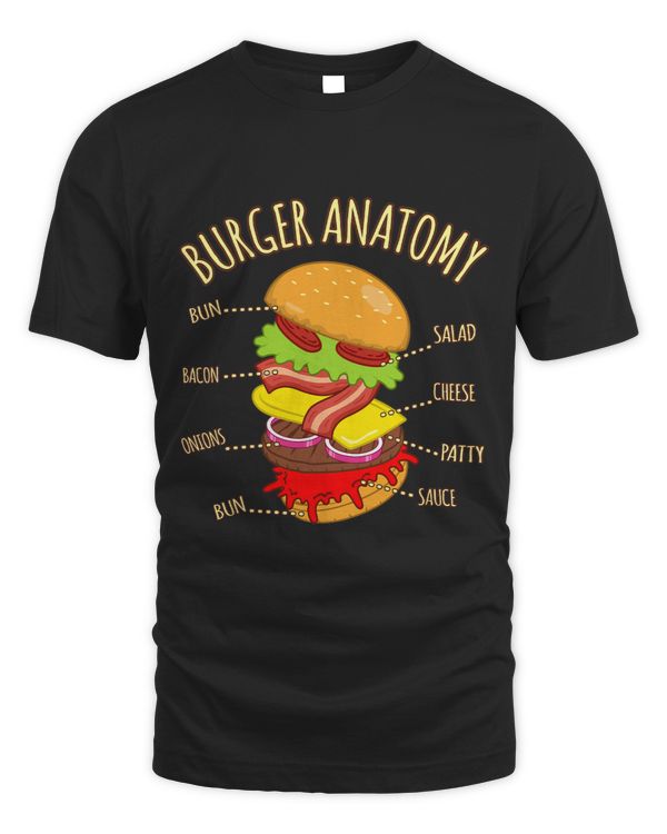 Burger Anatomy Cheeseburger Hamburger Food Lover Graphic