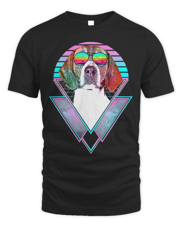 American Foxhound Dog Vintage Retro Vaporwave Beach Vibe