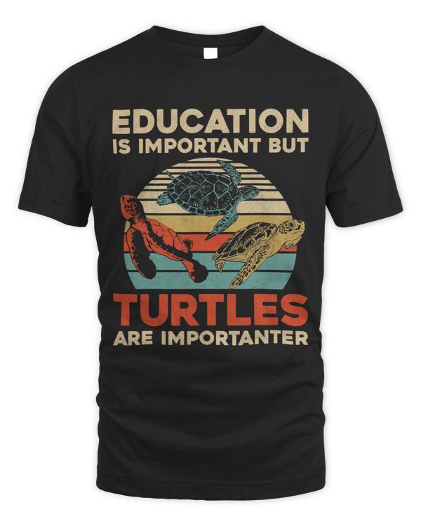 Sea Turtle Tortoise Retro Vintage Education Is Important But