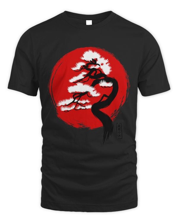 Bonsai with red sun