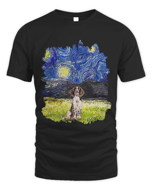Starry Night Impressionist Art English Springer Spaniel