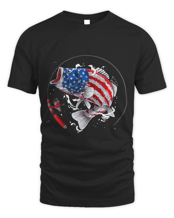 Bass Fishing Fish American Flag Dad Father Fourth Of July 2