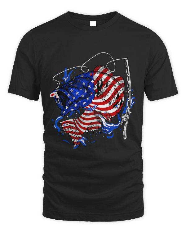 Bass Fishing Fish American Flag Dad Father Fourth Of July 3