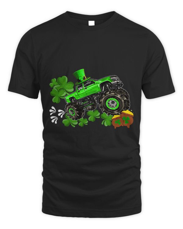 St Patricks Day Monster Truck Funny Irish Shamrock Kids Boys