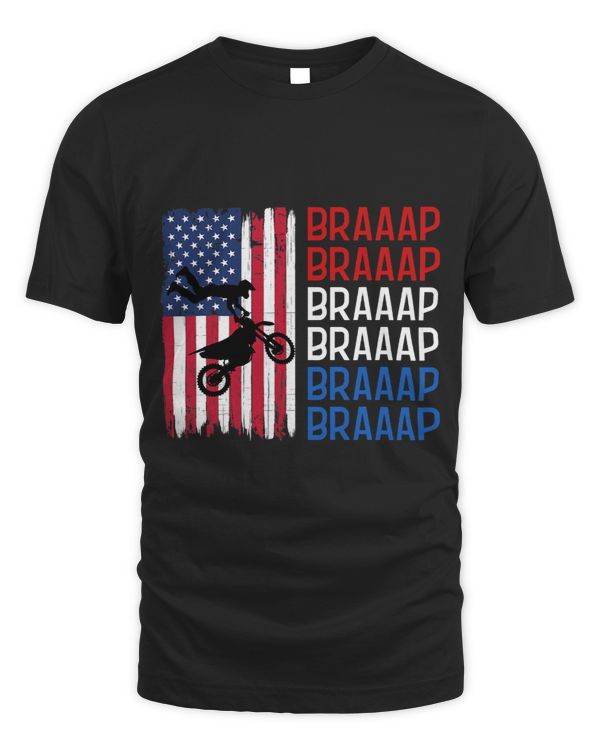 Funny Braaap Motorcross Racing Vintage American Tee Mens