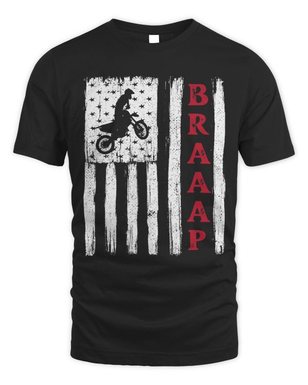 Funny BRAAAP Vintage USA American Flag Shirts Mens Dirt Bike