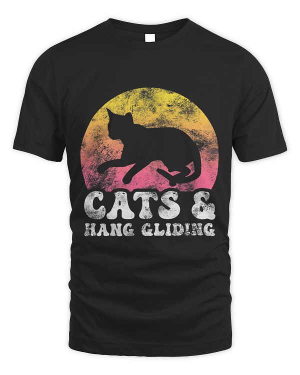 Funny Cats Hang Gliding Vintage Retro Hobby