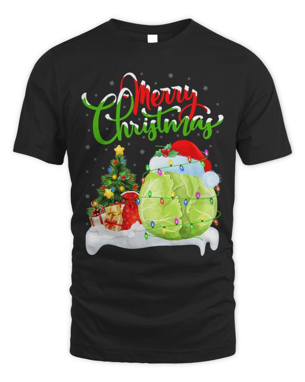 Funny Cabbage Lover Xmas Lighting Santa Cabbage Christmas