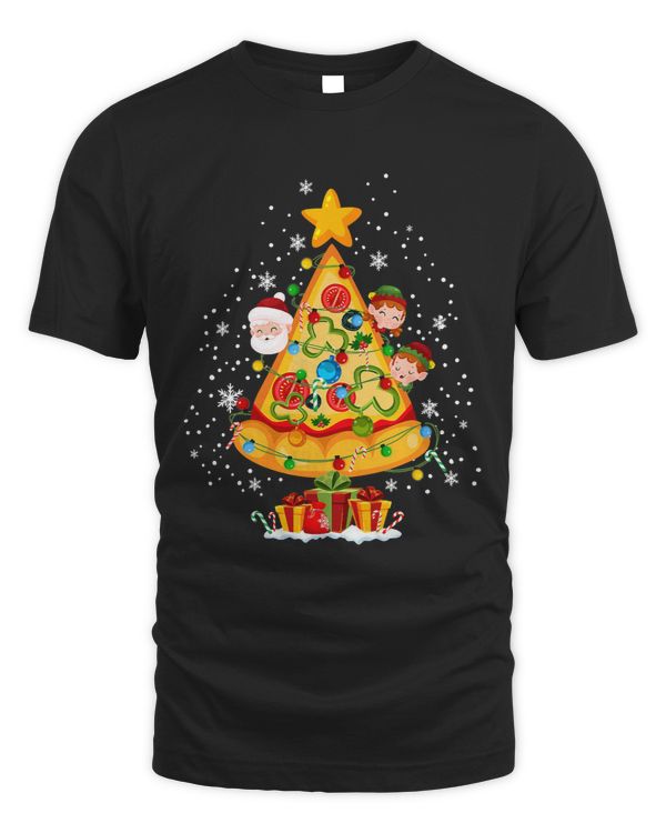 Merry Crustmas Pizza Christmas Tree Pizza Lover Xmas Lights 8