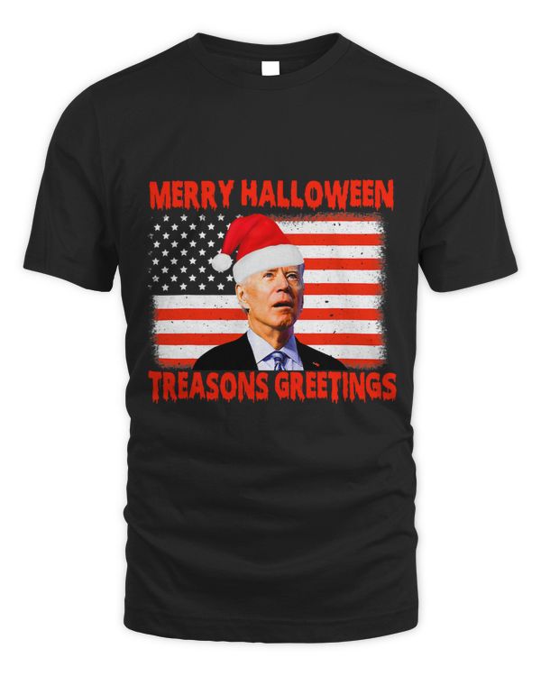 Merry Halloween Treason s Greetings Parody Biden Usa Flag 294
