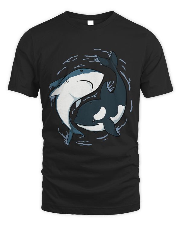 Shark Whale Predators Yin And Yang Ocean Fishes Japanese Tee