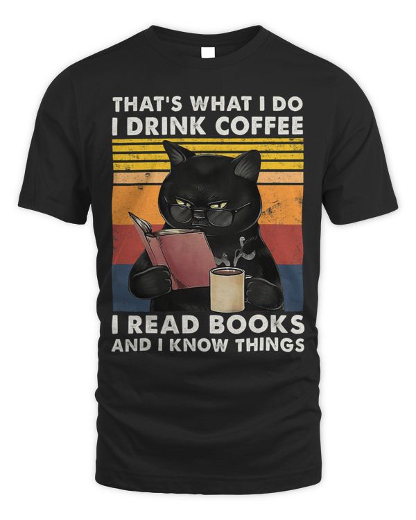 Thats What I Do I Drink Coffee I Read Books Retro Black Cat