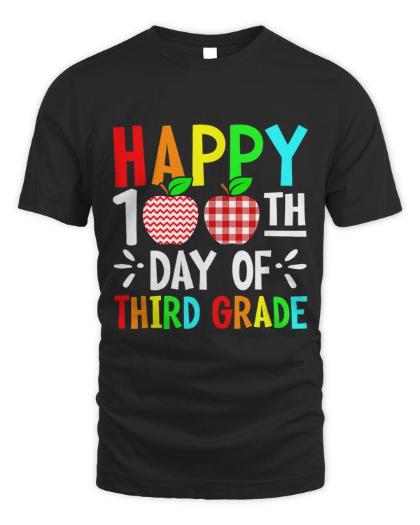 happy 100th day of 3rd third grade crew buffalo plaid apple
