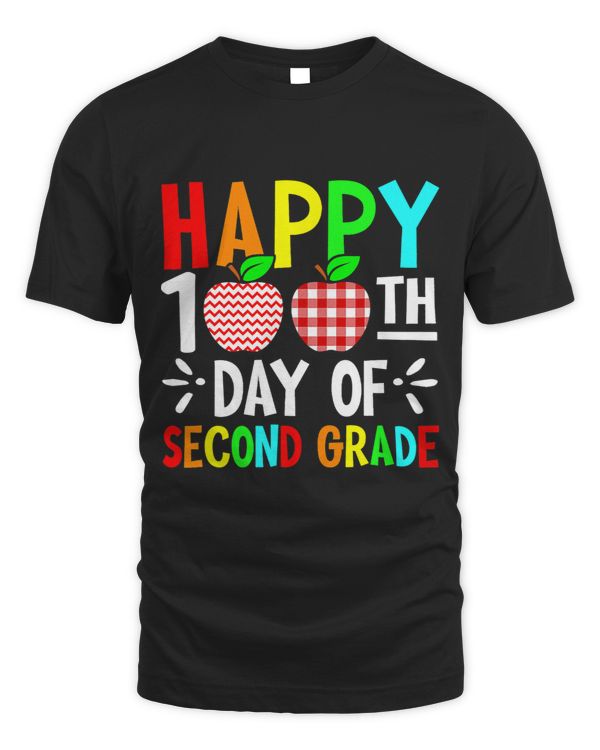 Happy 100th Day Of Second Grade Teacher Apple Buffalo Plaid