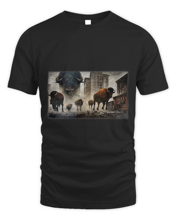 Illustration of Buffalo in City with Grunge Effect