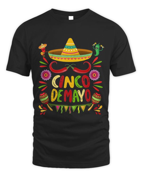 Happy Cinco De Mayo Sombrero Mustache Peppers Tacos Mexican