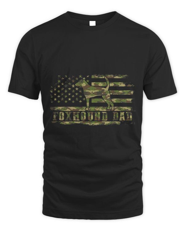 Mens Foxhound Dad Camouflage American Flag Patriotic Dog