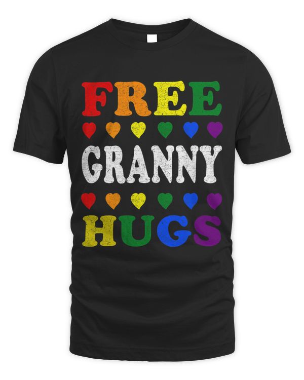 Free Granny Hugs Rainbow Heart LGBT Pride Month
