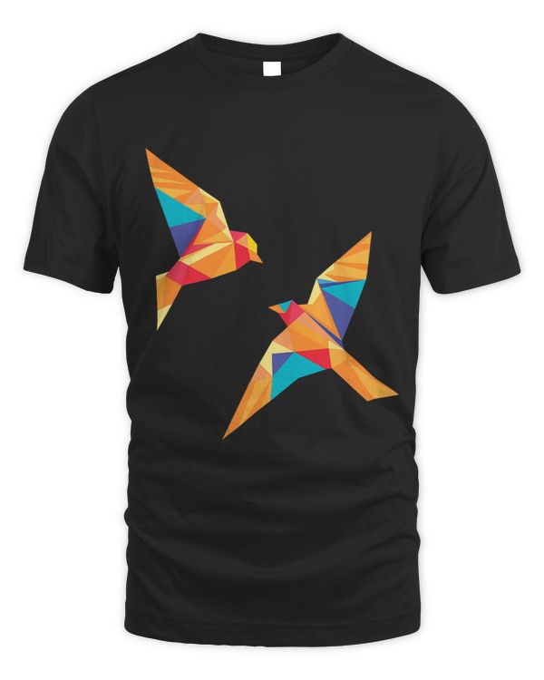 Geometric Birds Cute Colorful Graphic Low Poly Polygon
