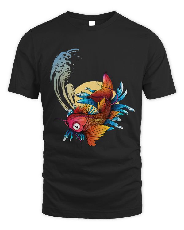 Japanese Koi Carp Sakura Waves Japan Moon Japanese Fish