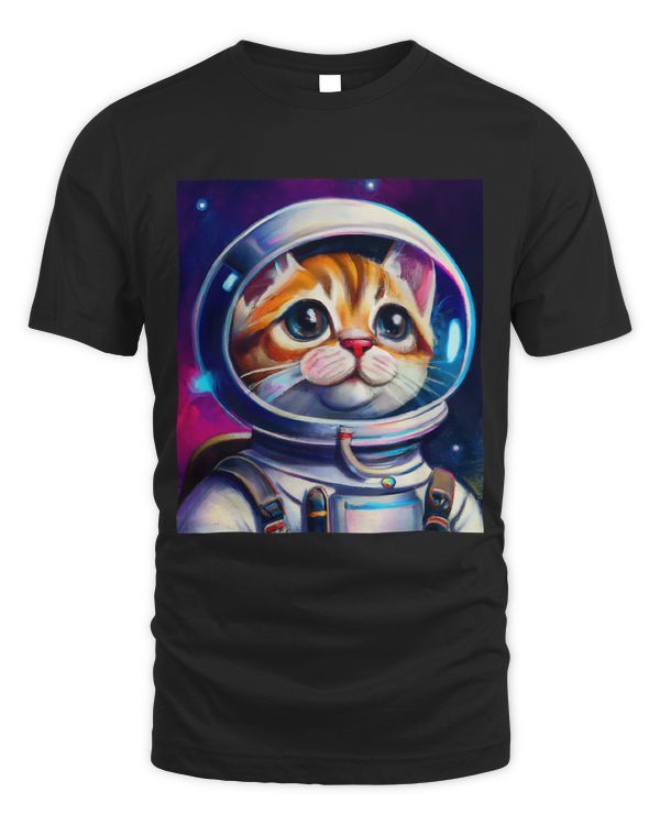 Sad Eyed Cat in an Astronaut Helmet in Space