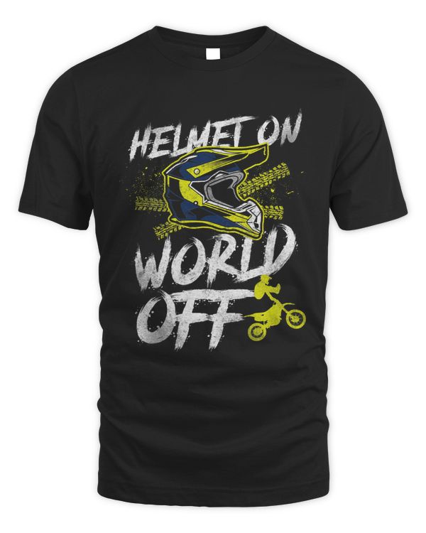 Dirt Bike Motorcross MX Rider Helmet On World Off