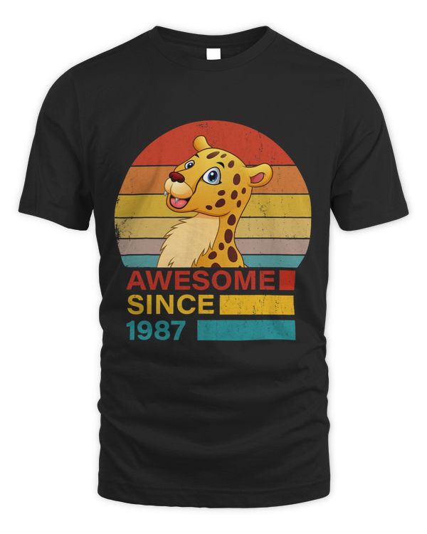 Cheetah 1987 Birthday Funny Vintage Cheetah Retro Sunset