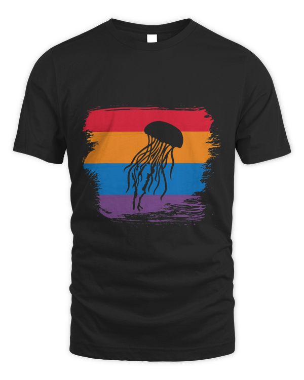 jelly fish Shadow silhouette with colorful Flag