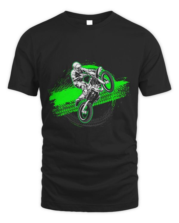 Dirt Bike Rider Tire Tracks Neon Green Youth