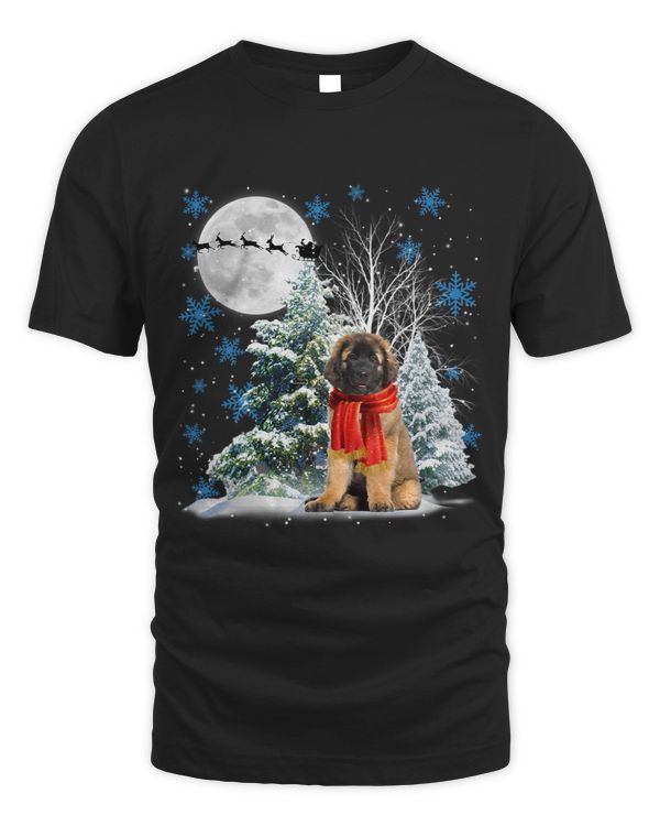 Leonberger Under Moonlight Snow Christmas Pajama 104