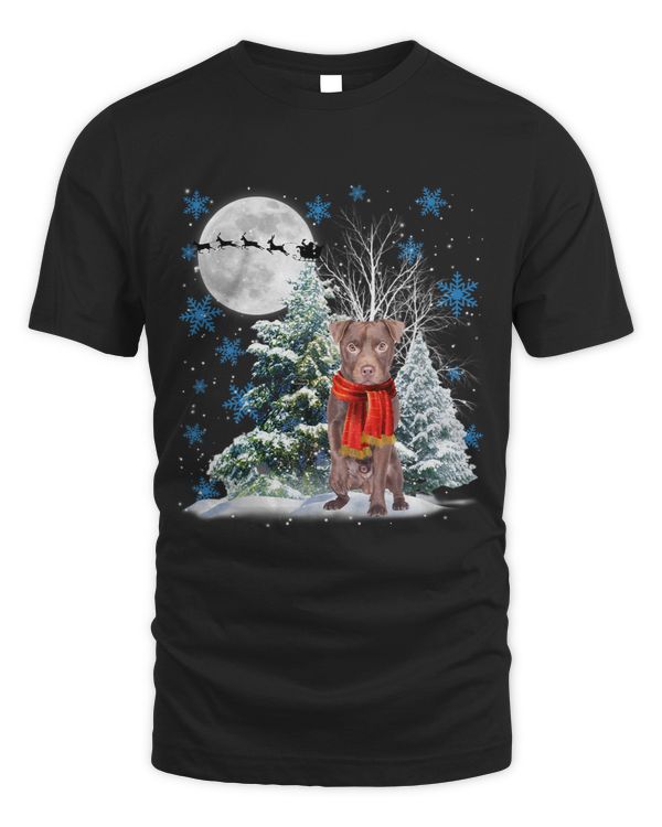 Patterdale Terrier Under Moonlight Snow Christmas Pajama 103