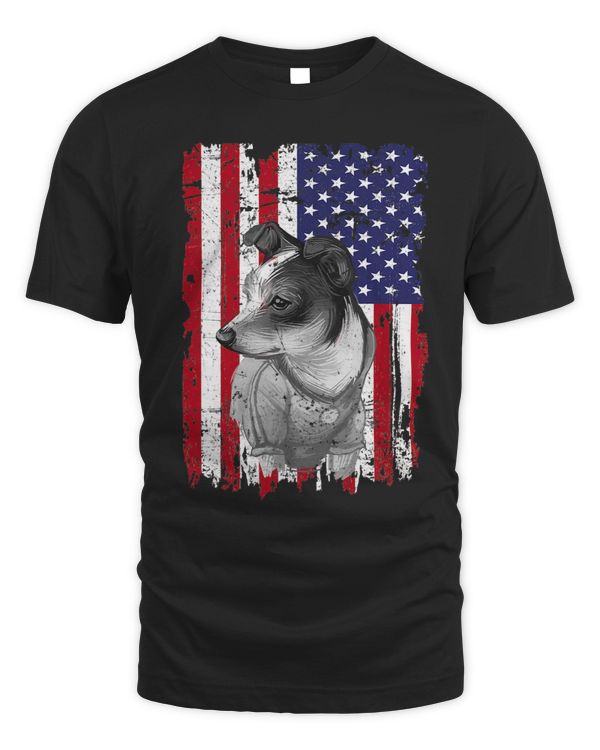 Dogs 365 Distress American flag Rat Terrier Dog USA