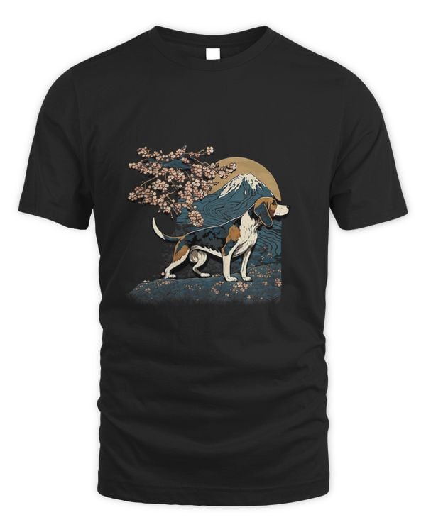 Surrealism Japanese Painting Treeing Walker Coonhound dog 3